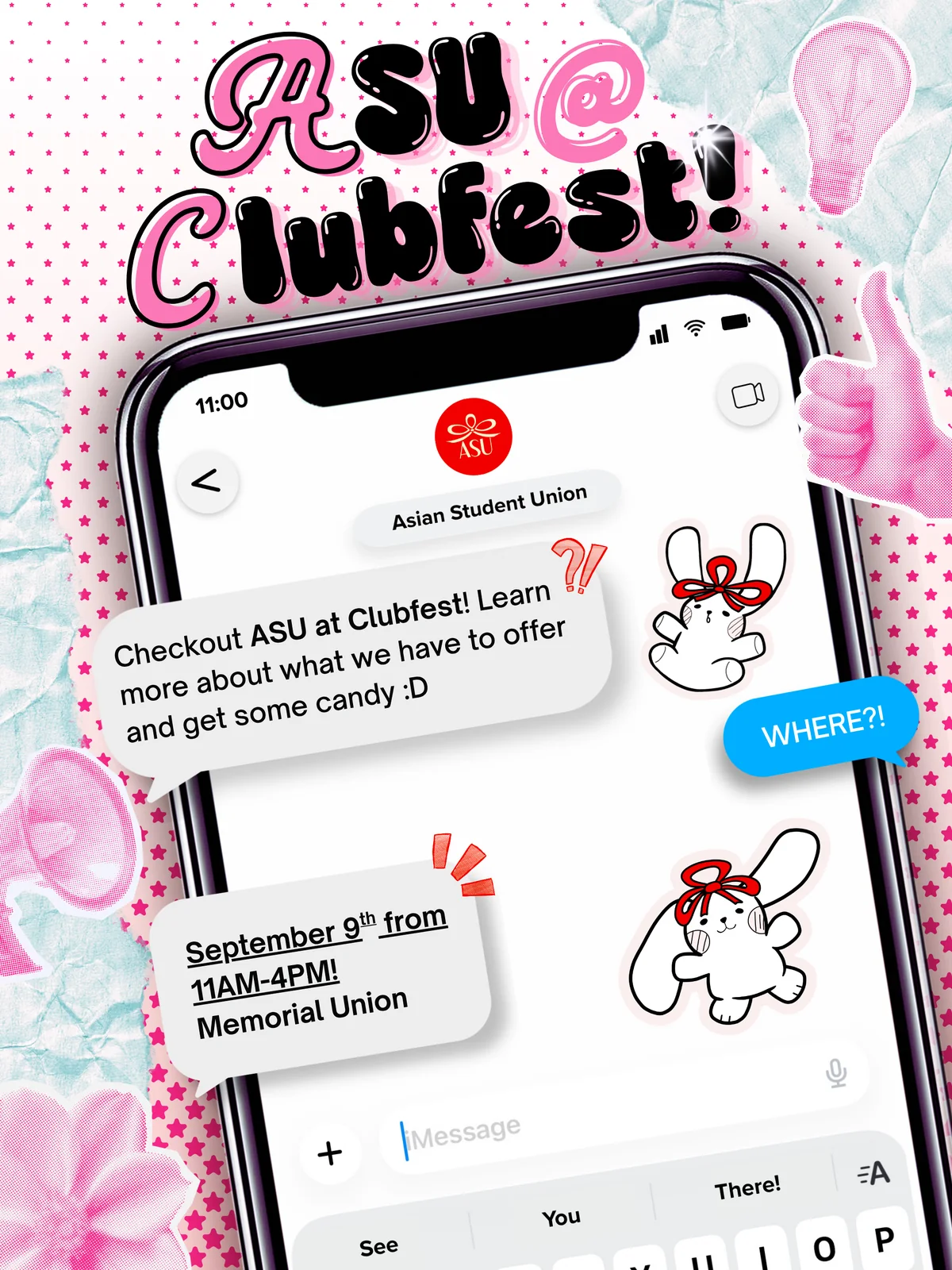 ASU Clubfest post with a phone mockup and the club mascot