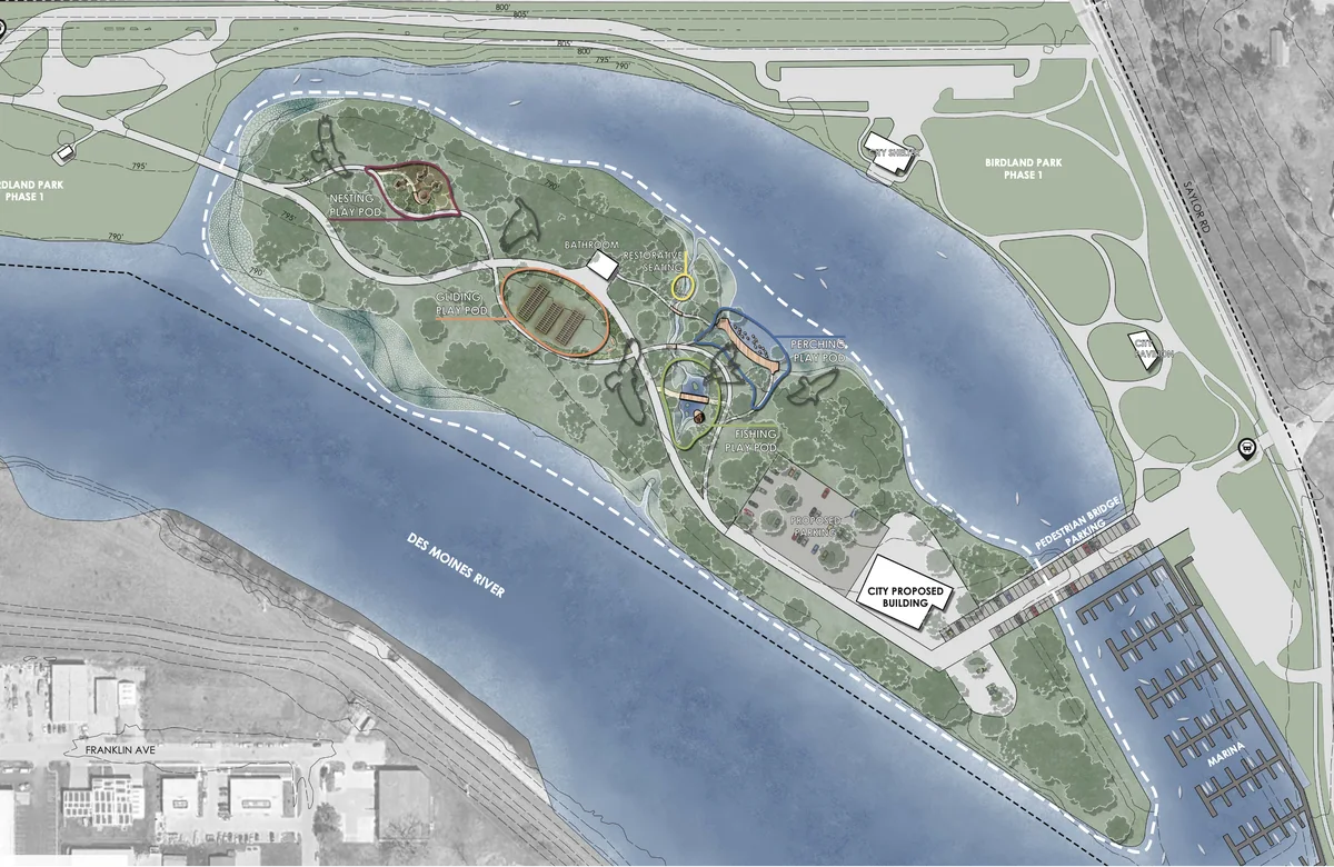 Site plan of the Bald Eagle Flyway play pods
