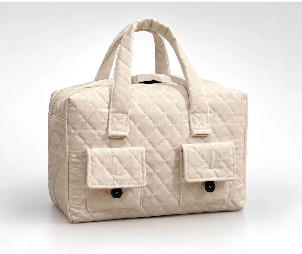 Front render of the quilted organizing bag